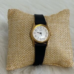 Timex Gold and Black Small Round Watch